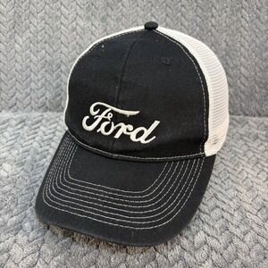 Ford Trucker Hat Black White Mesh Snapback Script Logo Cap Mens OSFM